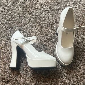 Ellie White Platform Mary Jane Heels